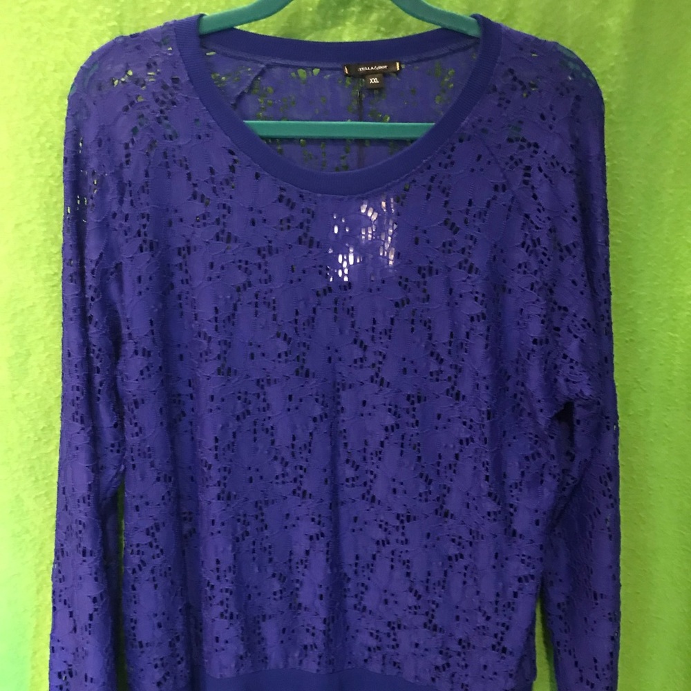 Stella & Dot cobalt blue lace top